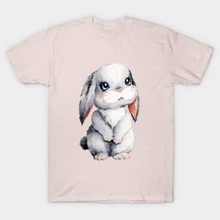 Kawaii Grey Bunny with Beautiful Shiny and Curious Eyes T-Shirt